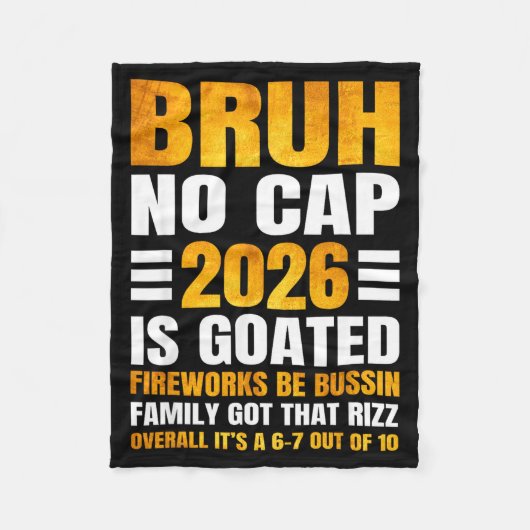2026 New Year's Bruh No Cap Countdown Bussin Funny フリースブランケット (正面)