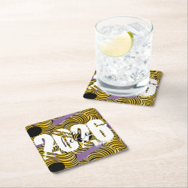 2026 New Years Trippy Bold Font スクエアペーパーコースター