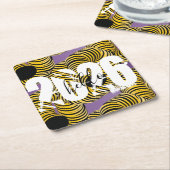 2026 New Years Trippy Bold Font スクエアペーパーコースター (アングル)