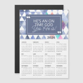2026 On Time神キリスト教引用文磁気カレンダー (正面/裏面)