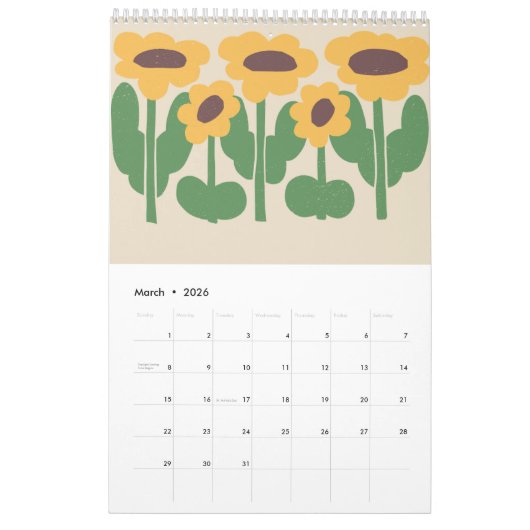 2026 One-Page Small Calendar – Clean and Modern カレンダー (3月 2026)