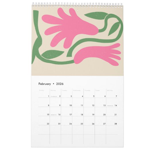 2026 One-Page Small Calendar – Clean and Modern カレンダー (2月 2026)