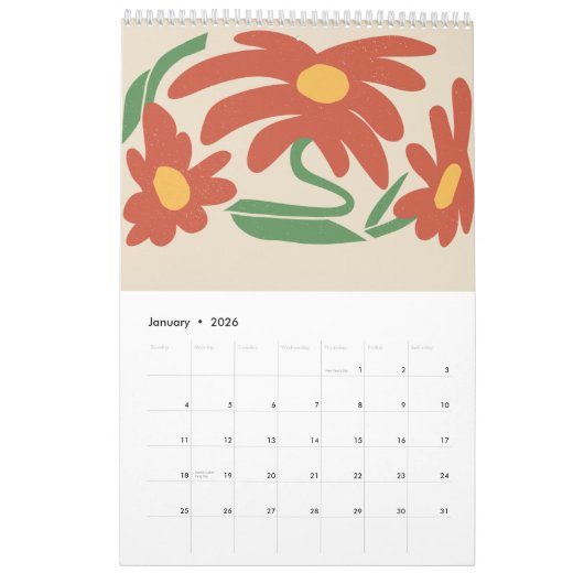 2026 One-Page Small Calendar – Clean and Modern カレンダー (1月 2026)