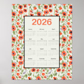 2026 Orange Poppies Calendar ポスター (正面)