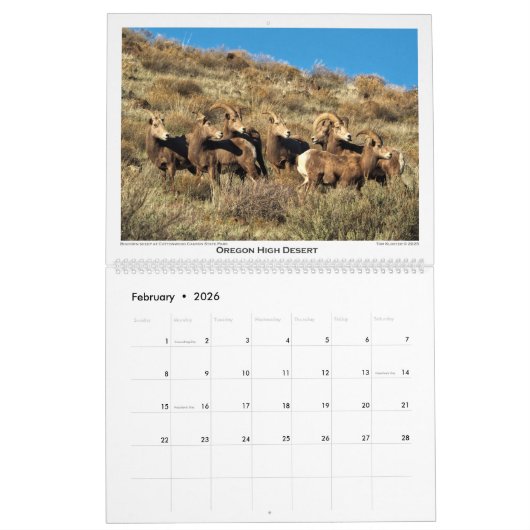 2026 Oregon High Desert Calendar カレンダー (2月 2026)