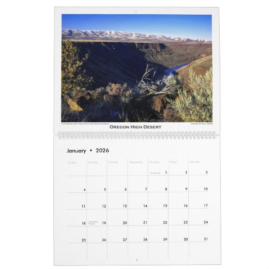 2026 Oregon High Desert Calendar カレンダー (1月 2026)