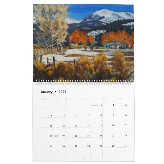 2026 Original Landscape Paintings カレンダー (1月 2026)
