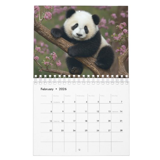 2026 Panda Calendar カレンダー (2月 2026)