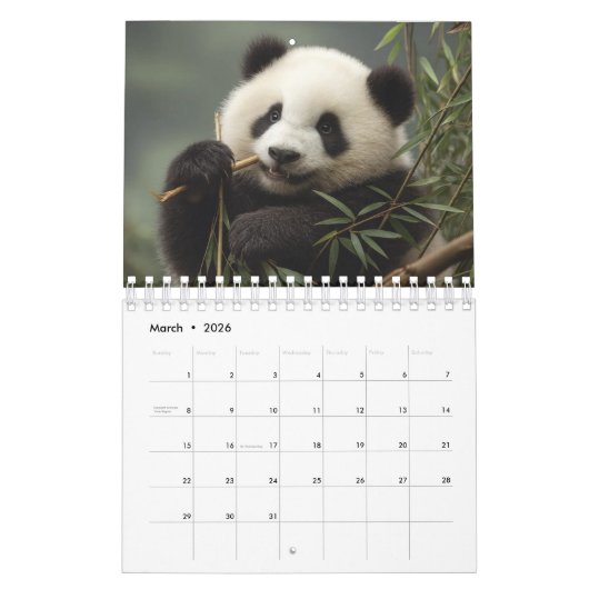 2026 Panda Calendar カレンダー (3月 2026)
