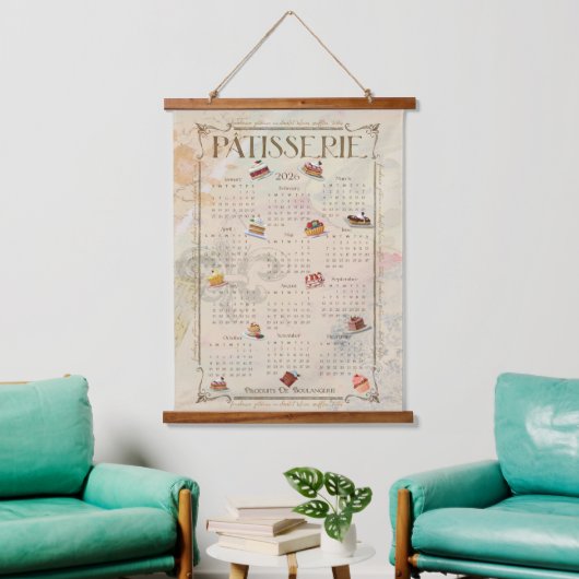2026 Patisserie Art Calendar 吊り下げ型タペストリー (リビング)