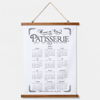 2026 Patisserie wall Calendar, Black and white 吊り下げ型タペストリー