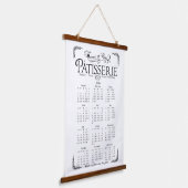 2026 Patisserie wall Calendar, Black and white 吊り下げ型タペストリー (傾斜あり)