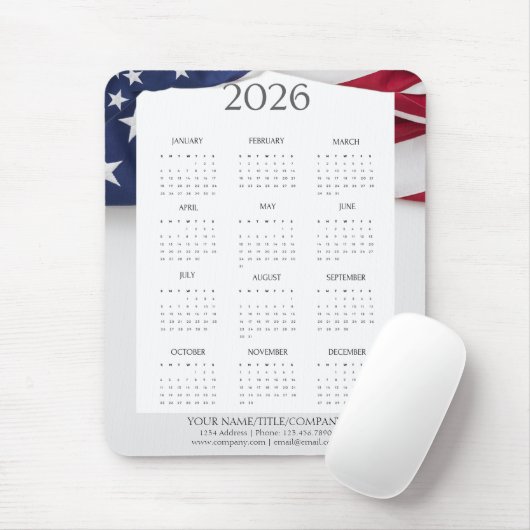 2026 Patriotic Mini Calendar マウスパッド (マウス)