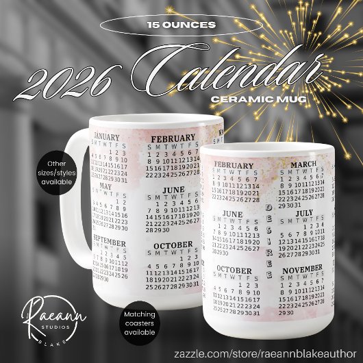 2026 Personalized 15 oz. Calendar Ceramic Mug コーヒーマグカップ