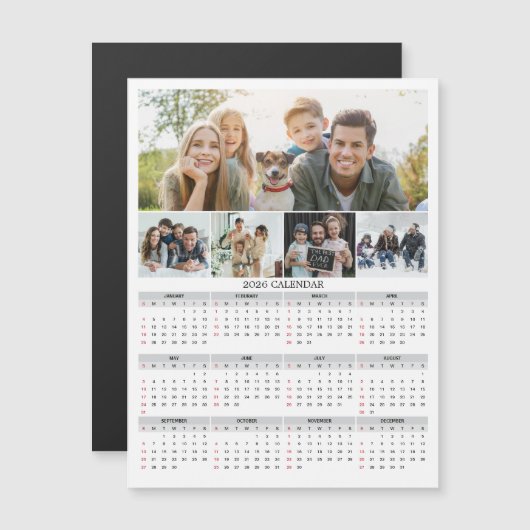2026 Personalized Family Photo Calendar Magnet (正面/裏面)