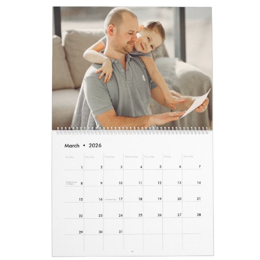 2026 Personalized Family Simple Minimalist カレンダー (3月 2026)