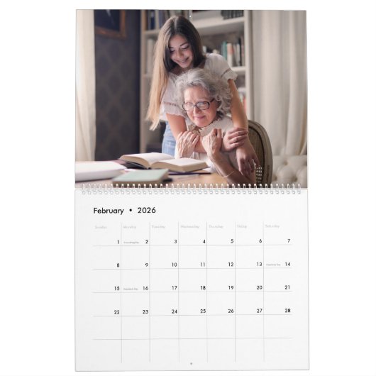 2026 Personalized Family Simple Minimalist  カレンダー (2月 2026)