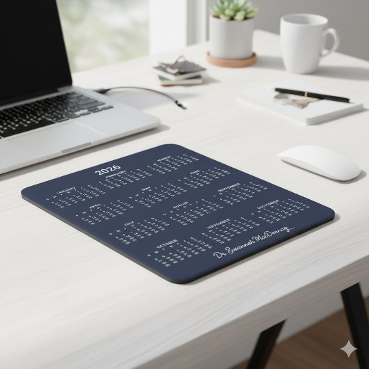 2026 Personalized Minimalist Navy Blue Calendar マウスパッド