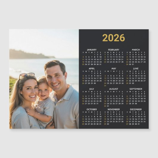 2026 Photo Calendar | Full Year Black Fridge Card (正面)
