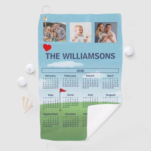 2026 Photo Calendar Golf Theme ゴルフタオル (インサイチュ)