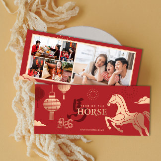 2026 Photos Gold Horse Chinese New Year Greeting シーズンカード