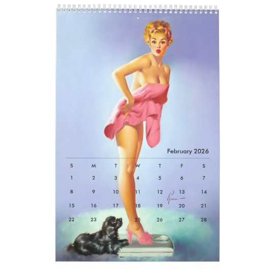 2026 Pin Up Calendar カレンダー (2月 2026)