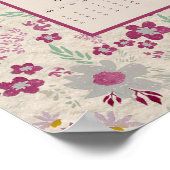 2026 Pink Gray Floral Pattern Calendar ポスター (角)