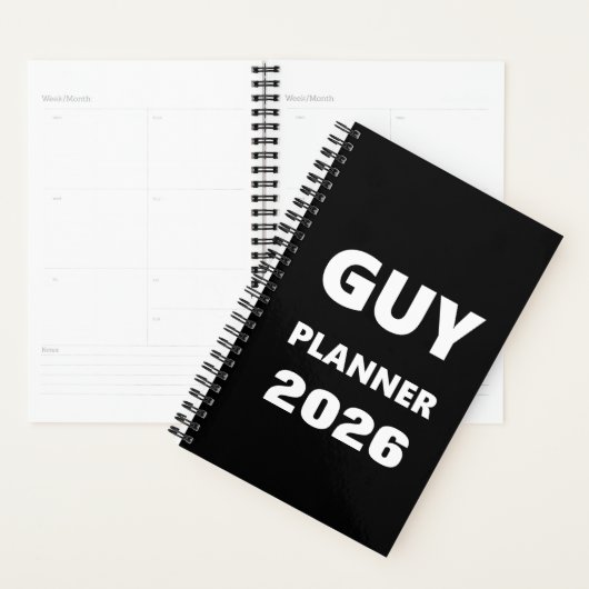 2026 Planner For Men Guy Planner White Font Black プランナー手帳 (ディスプレー)