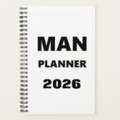 2026 Planner For Men Man Planner Black Font White プランナー手帳 (正面)