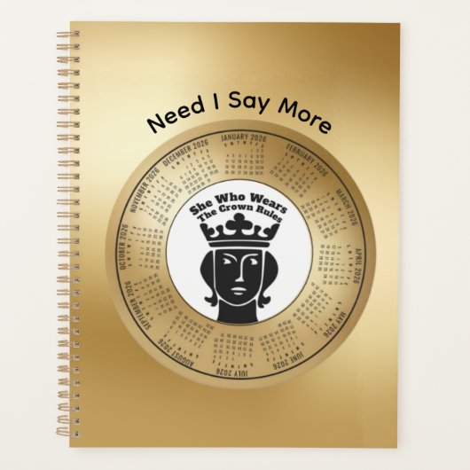 2026 Planner Funny She Who Wears The Crown Rules プランナー手帳 (正面)