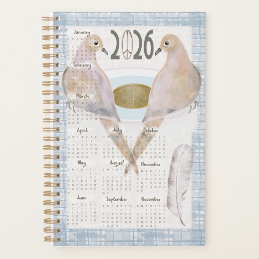 2026 Planner Mourning Doves For Peace プランナー手帳 (正面)