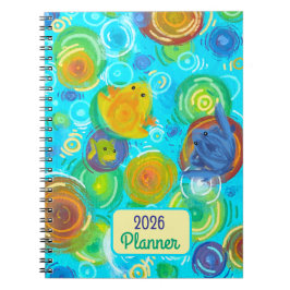 2026 Planner with colorful frogs on colorful water ノートブック