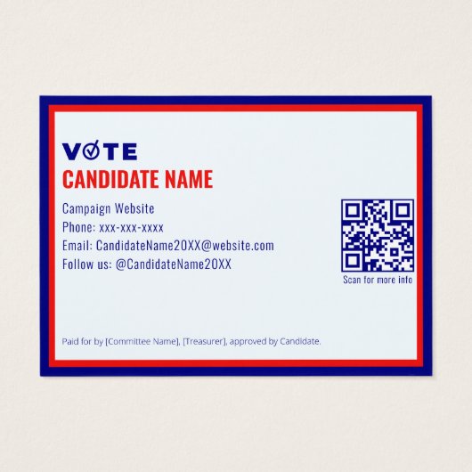 2026 Political Campaign Candidate Election Contact (裏面)