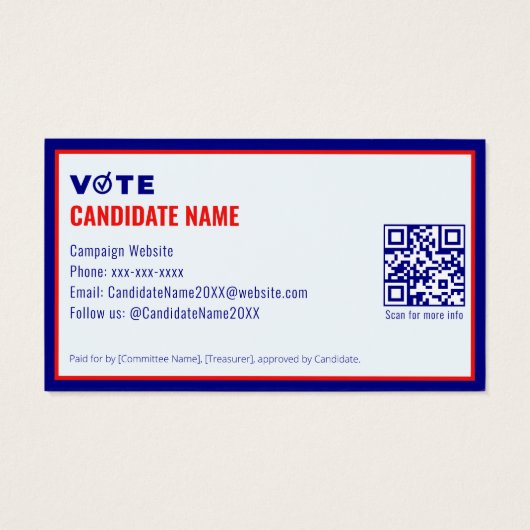 2026 Political Campaign Candidate Election Contact (裏面)