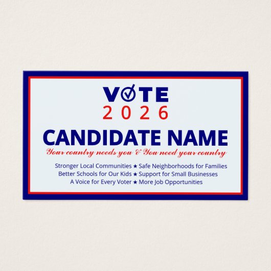 2026 Political Campaign Candidate Election Contact (正面)