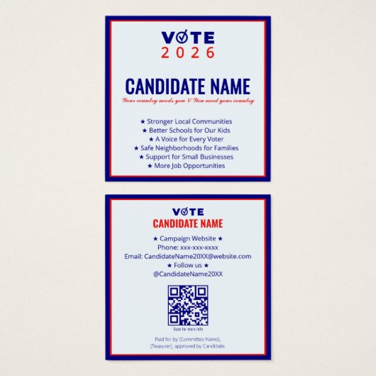 2026 Political Campaign Candidate Election Contact (正面&裏面)