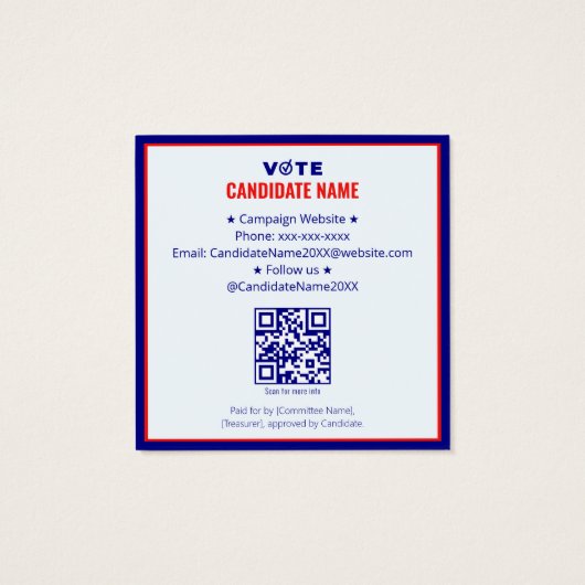 2026 Political Campaign Candidate Election Contact (裏面)