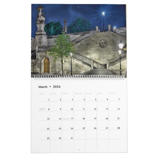 2026 Prague - Charles Bridge Calendar カレンダー (3月 2026)