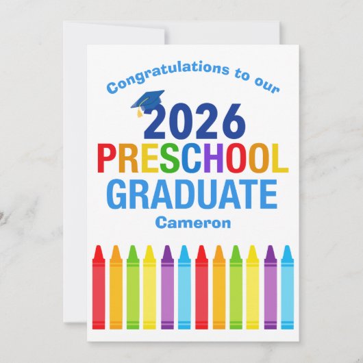 2026 Preschool Graduate Custom Cute Graduation カード (正面)