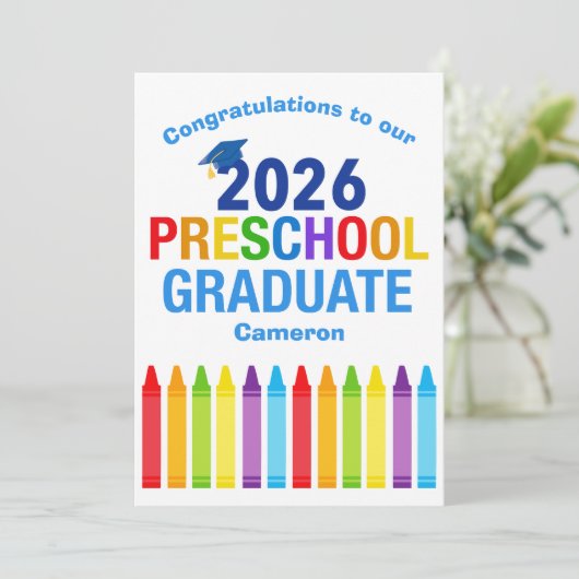 2026 Preschool Graduate Custom Cute Graduation カード (スタンド正面)