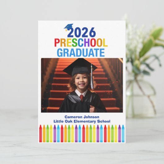 2026 Preschool Photo Custom Kids Graduation 案内状 (スタンド正面)