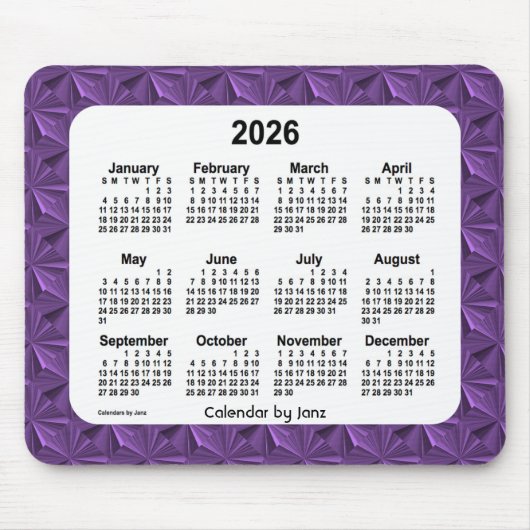 2026 Purple Diamonds Calendar by Janz Mouse pad マウスパッド (正面)