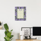 2026 Purple Flowers Wall Calendar ポスター (ホームオフィス)