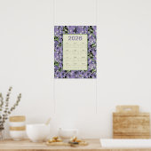 2026 Purple Flowers Wall Calendar ポスター (キッチン)