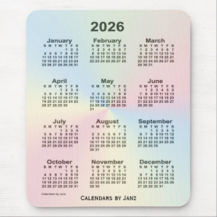 2026 Rainbow Cloud Calendar by Janz マウスパッド