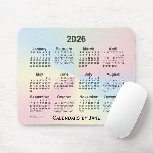 2026 Rainbow Cloud Calendar by Janz マウスパッド (マウス)
