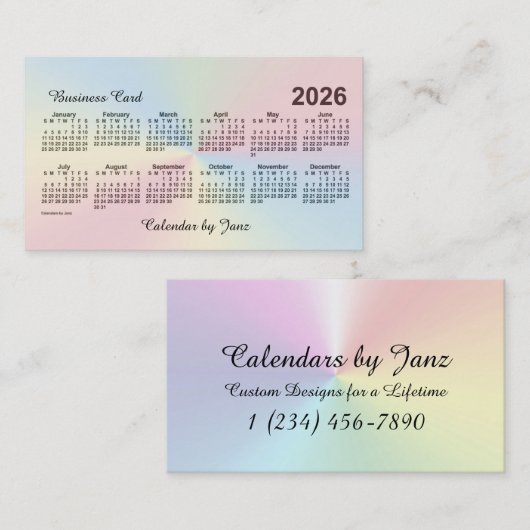 2026 Rainbow Cloud Calendar by Janz 名刺 (正面/裏面)