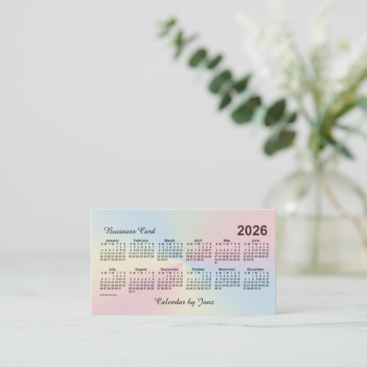 2026 Rainbow Cloud Calendar by Janz 名刺 (スタンド正面)