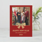 2026 Red & Gold Bow Family New Year Photo シーズンカード (スタンド正面)