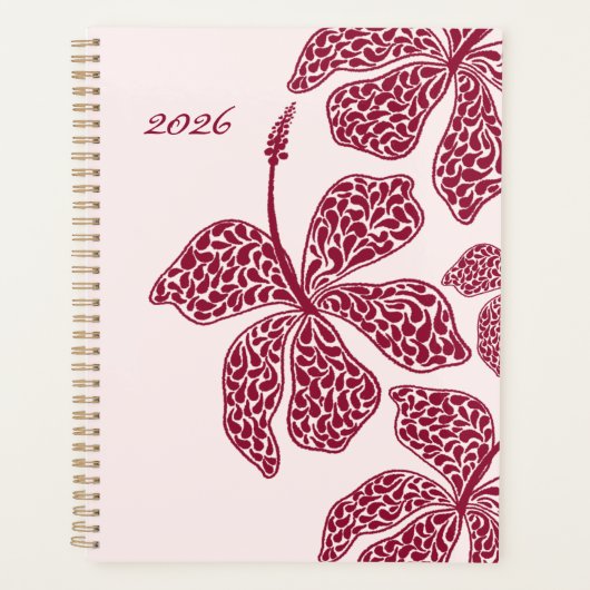 2026 Red Hibiscus Art Floral  プランナー手帳 (正面)